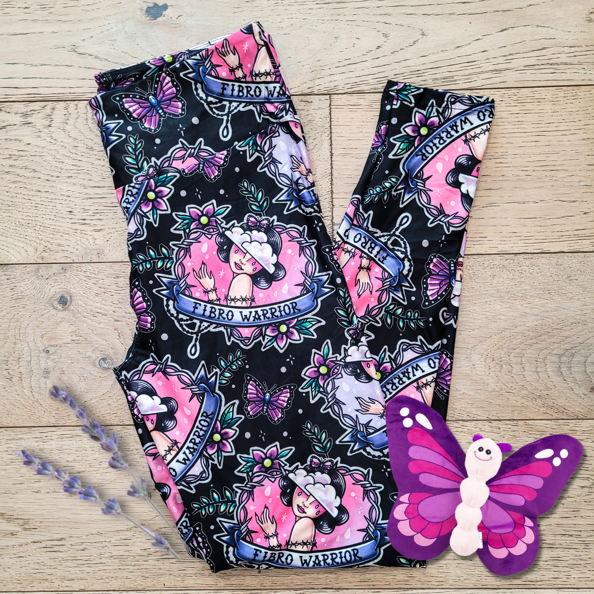 Fibro Warrior (Exclusive) - Fibromyalgia Chronic Pain High-quality Handcrafted Vibrant Leggings