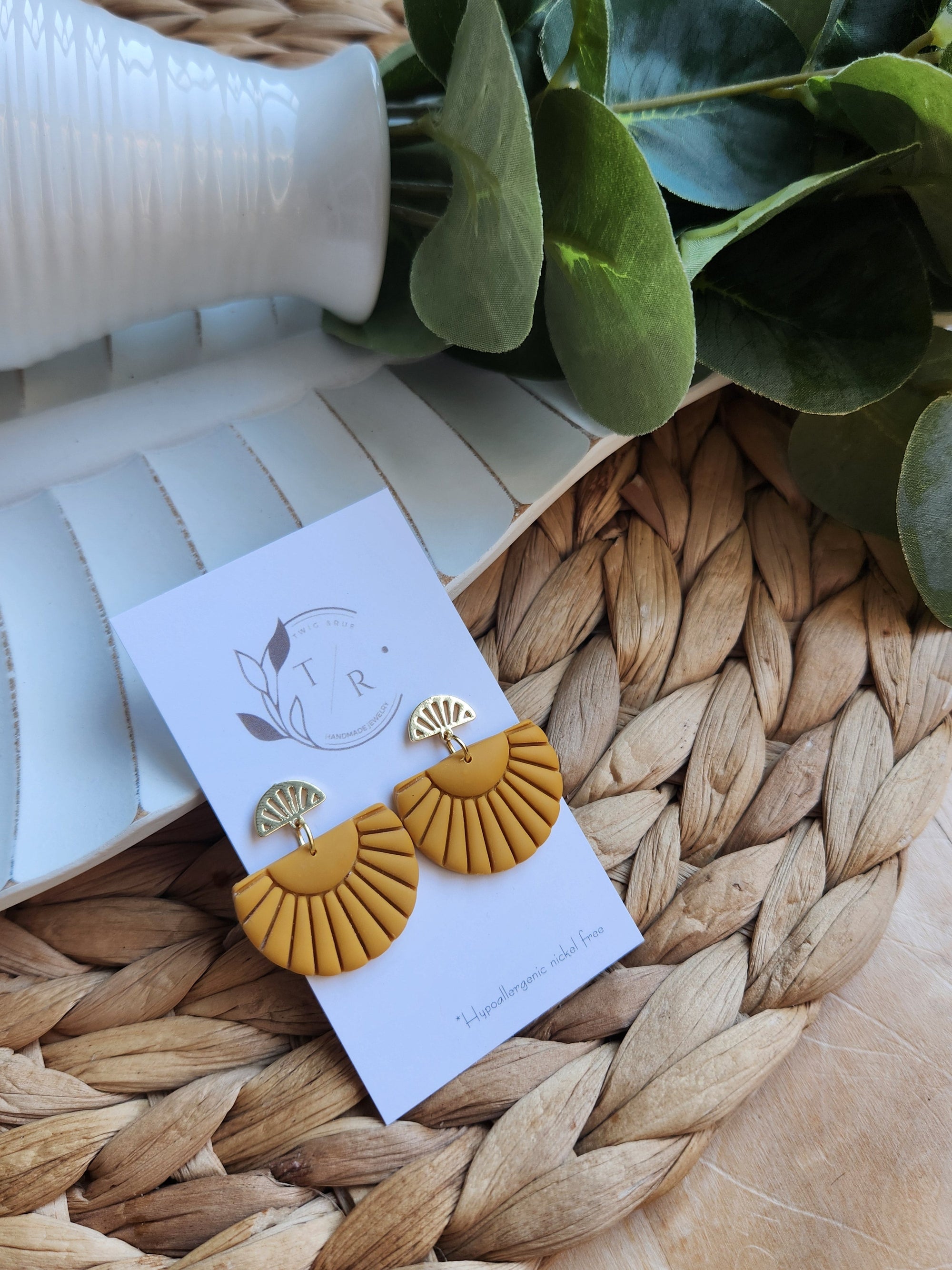 Kai| Clay Dangle with gold accents