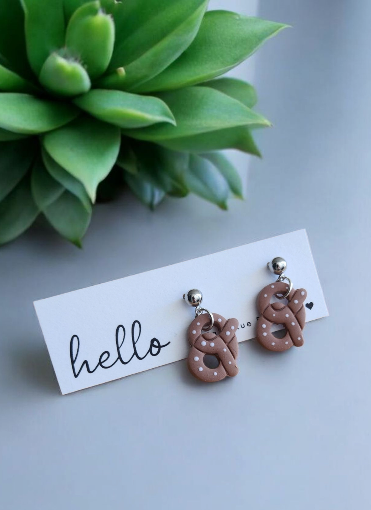 Pretzel clay earrings