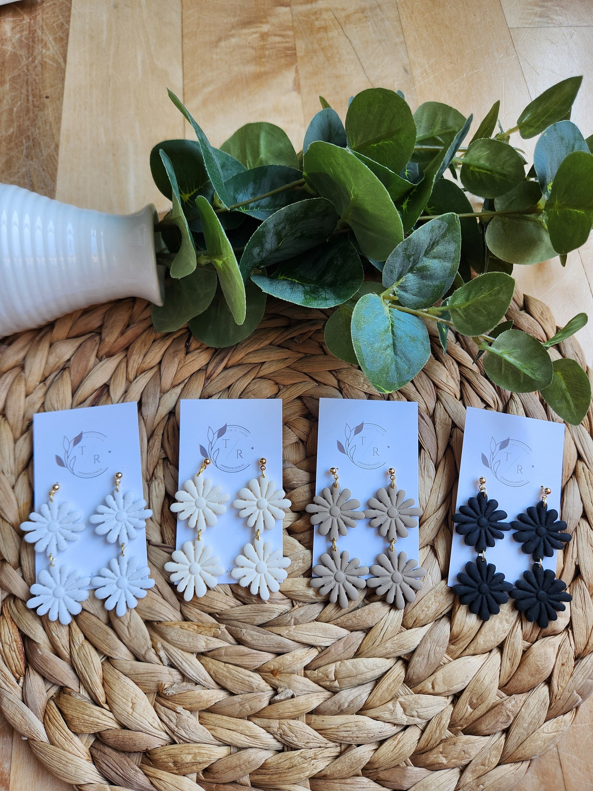 Thomas| Double Floral clay earring