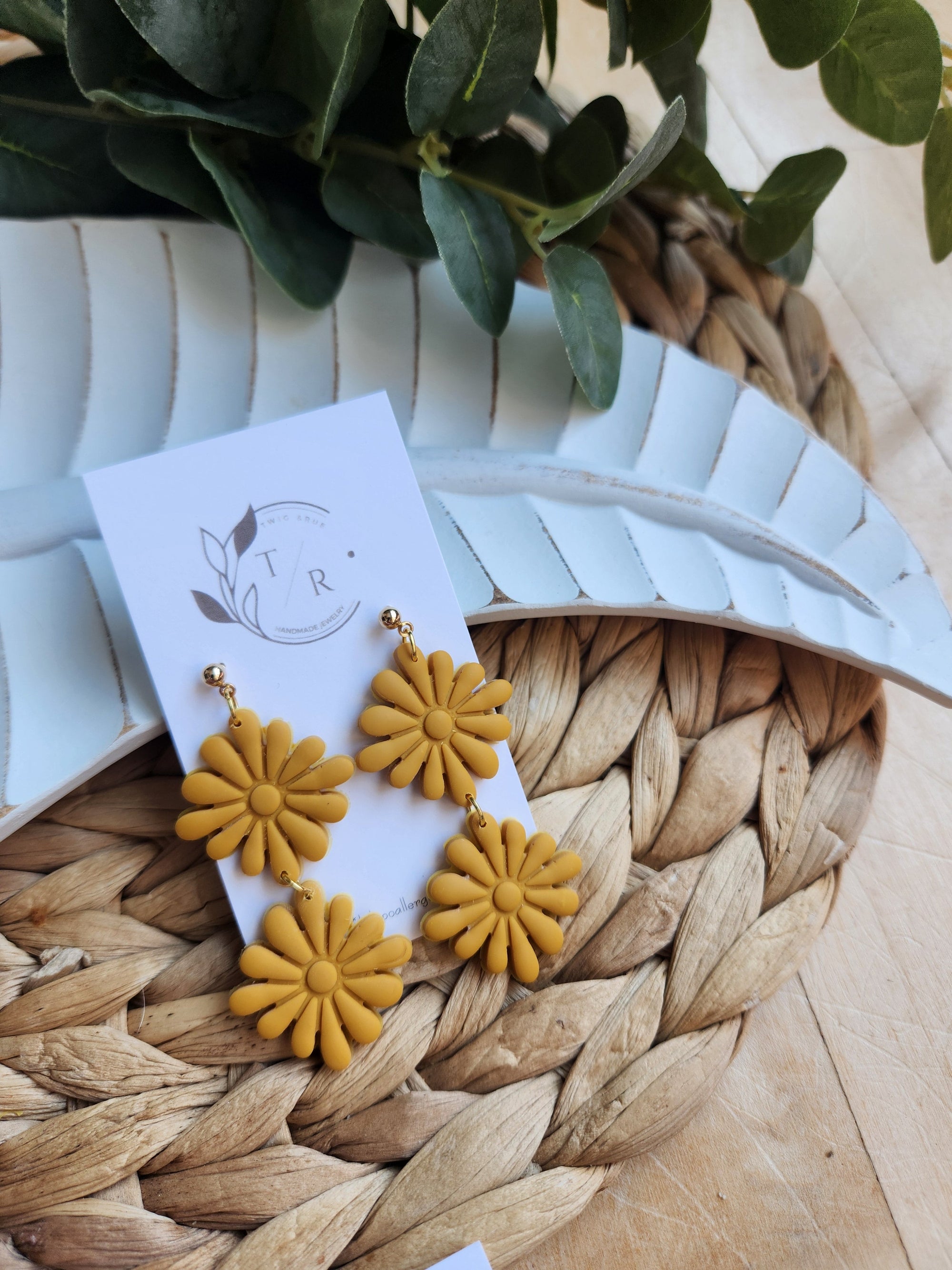 Thomas| Double Floral clay earring