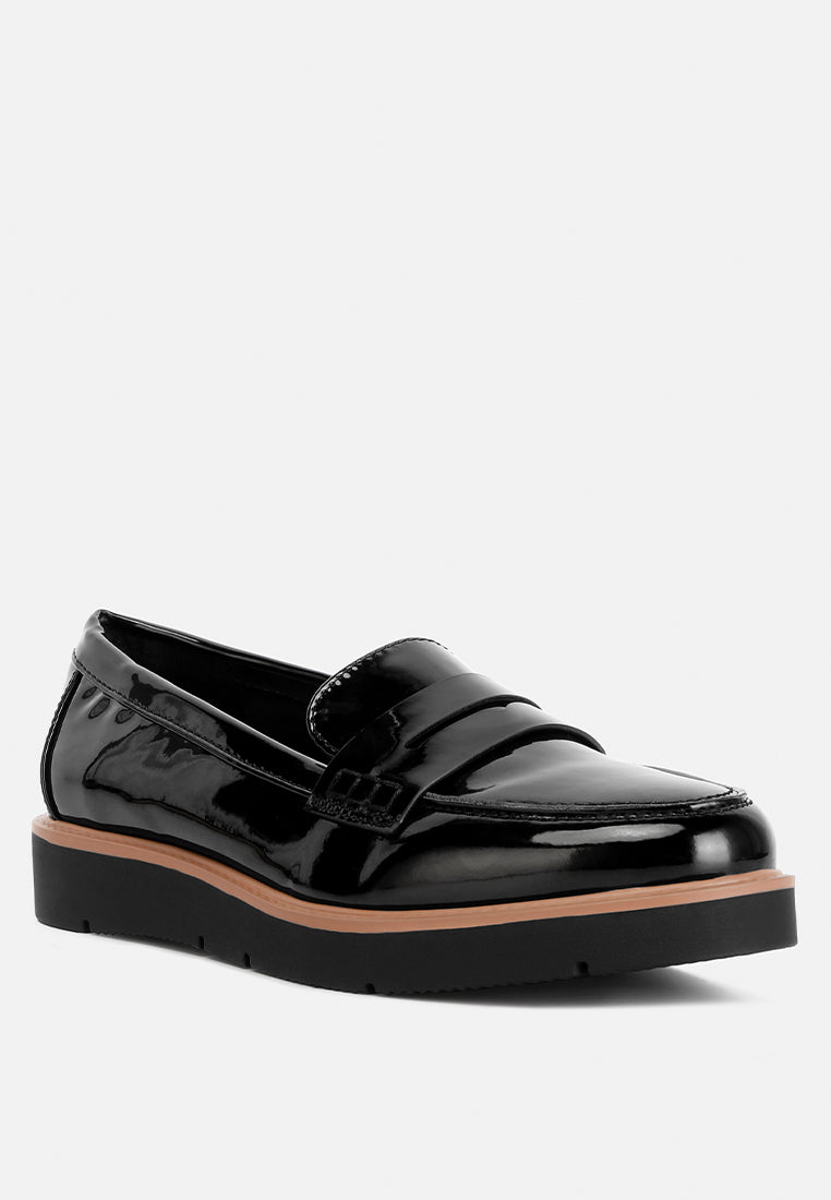 Sinclair Patent Faux Leather Heeled Loafers-1