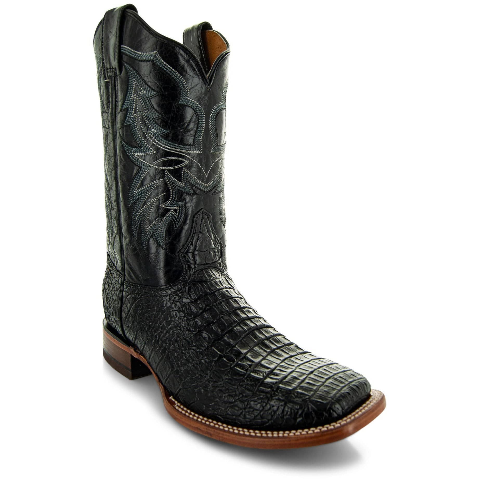 Black Caiman Belly Print Men's Cowboy Boots H4001