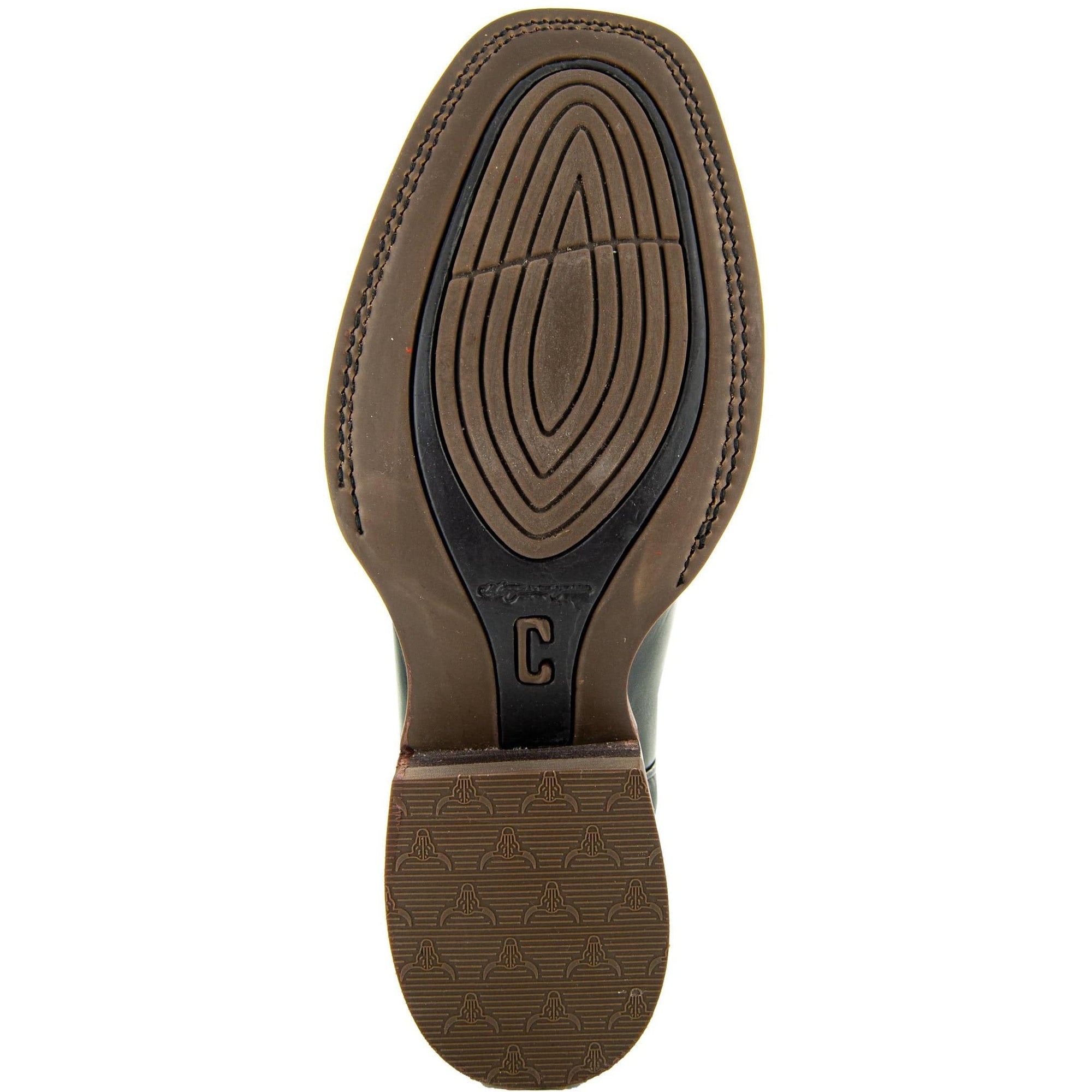 Black Square Toe Leather Cowboy Boots H4002