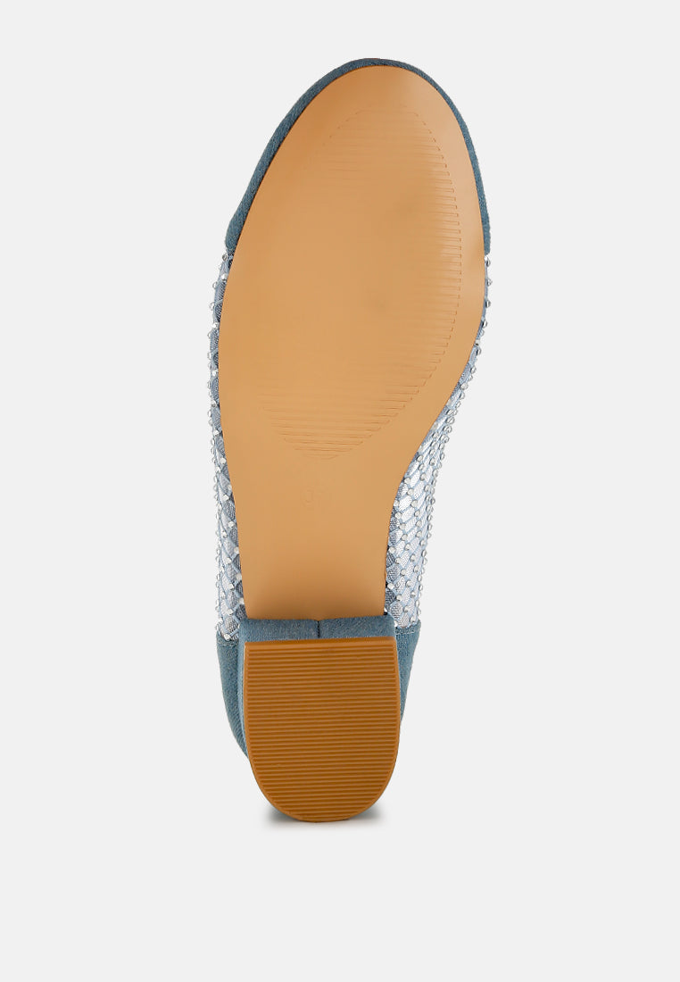 Orami Rhinestone Detail Denim Ballerinas-4
