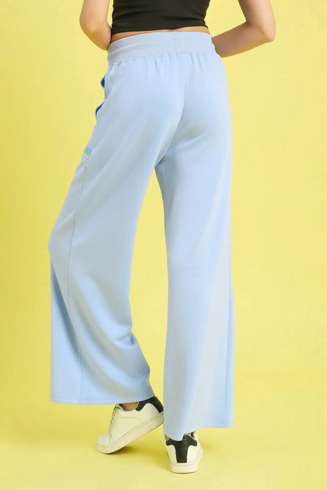 Umgee Drawstring Wide Leg Pants with Scallop Trim Detail-1
