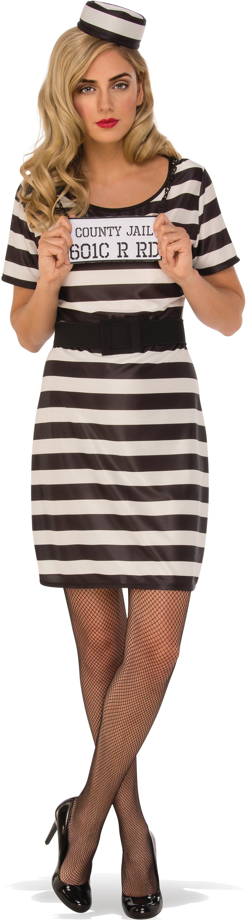 Womens Striped Prisoner Costume