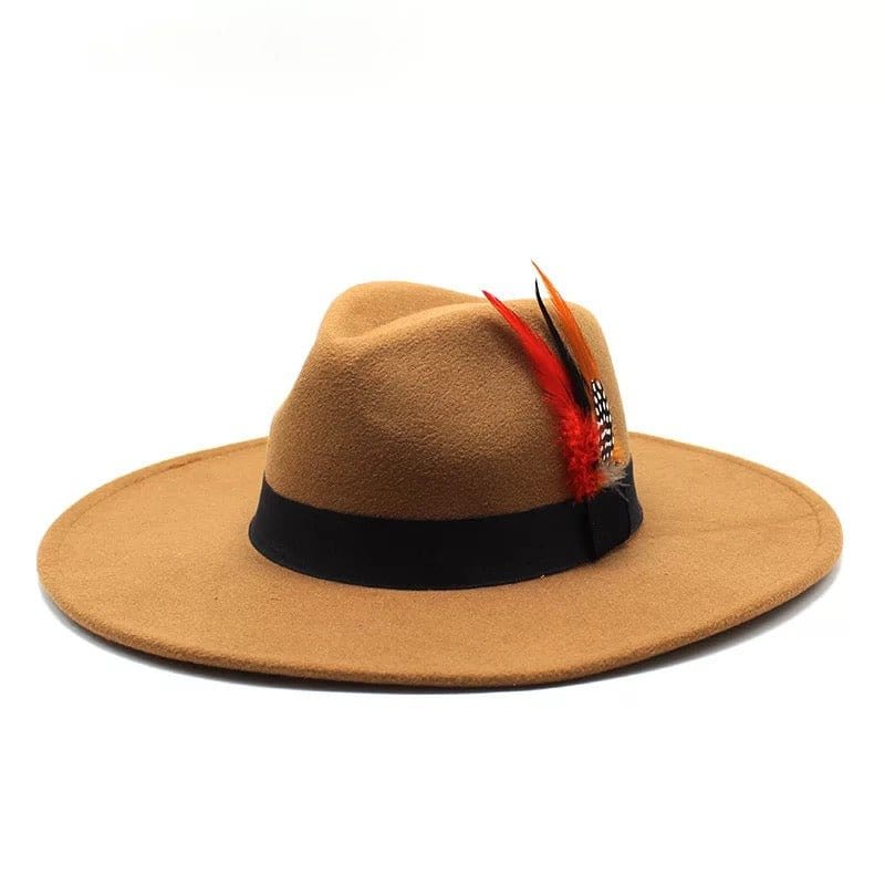 Wide Brim feathered Fedora-5
