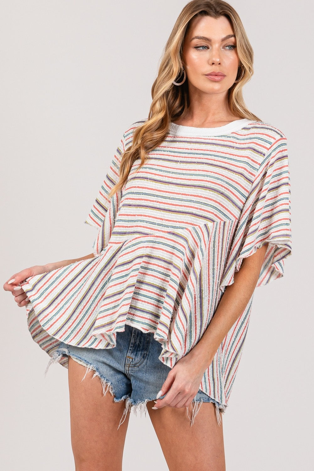 SAGE + FIG Full Size Round Neck Stripe Top-2