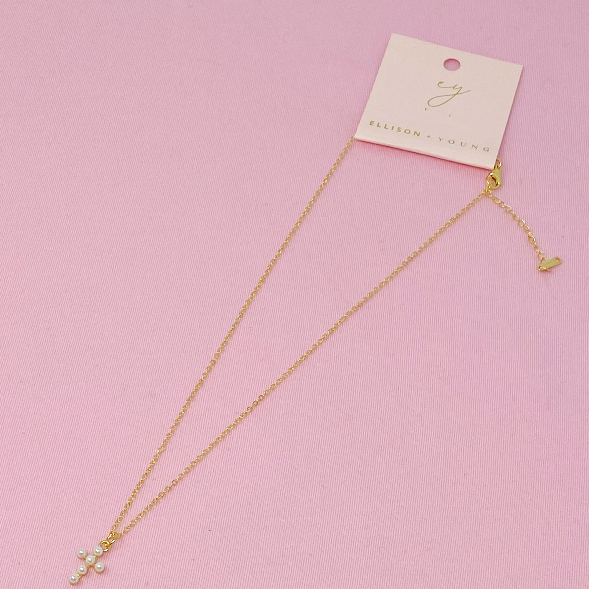 Shell Pearl Cross Necklace-3