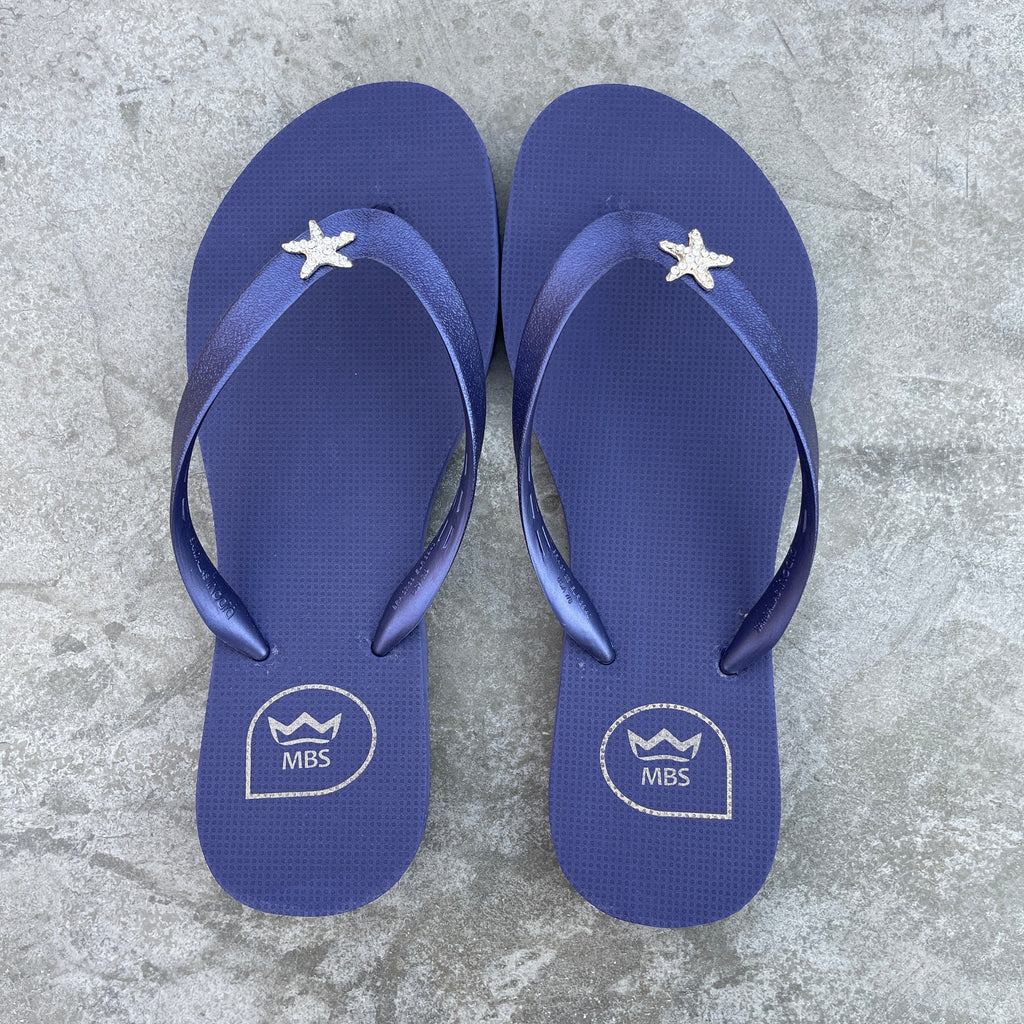 Navy Blue Star Flip Flops-0