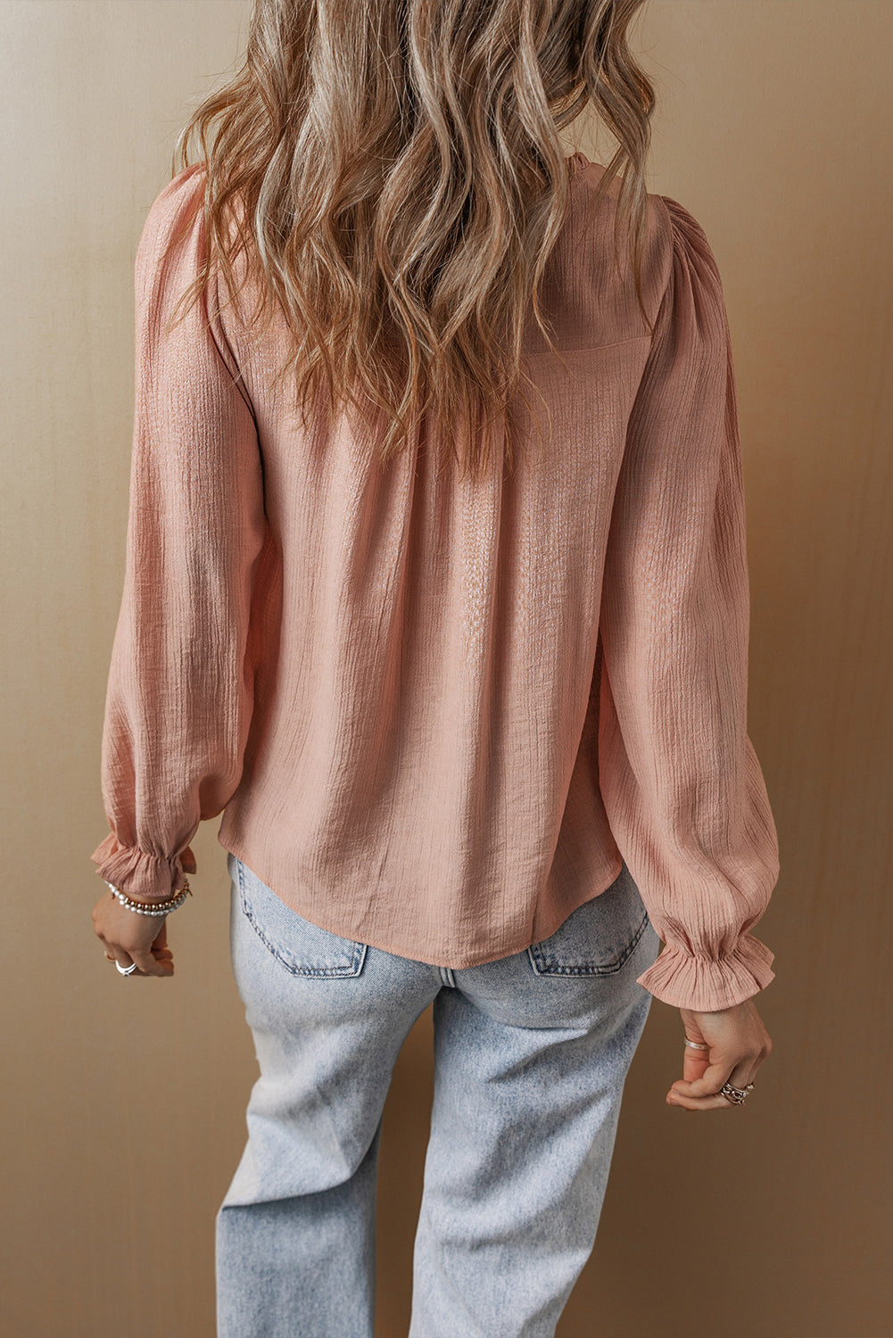 Angela Embroidered Flounce Sleeve Elegant Blouse-1