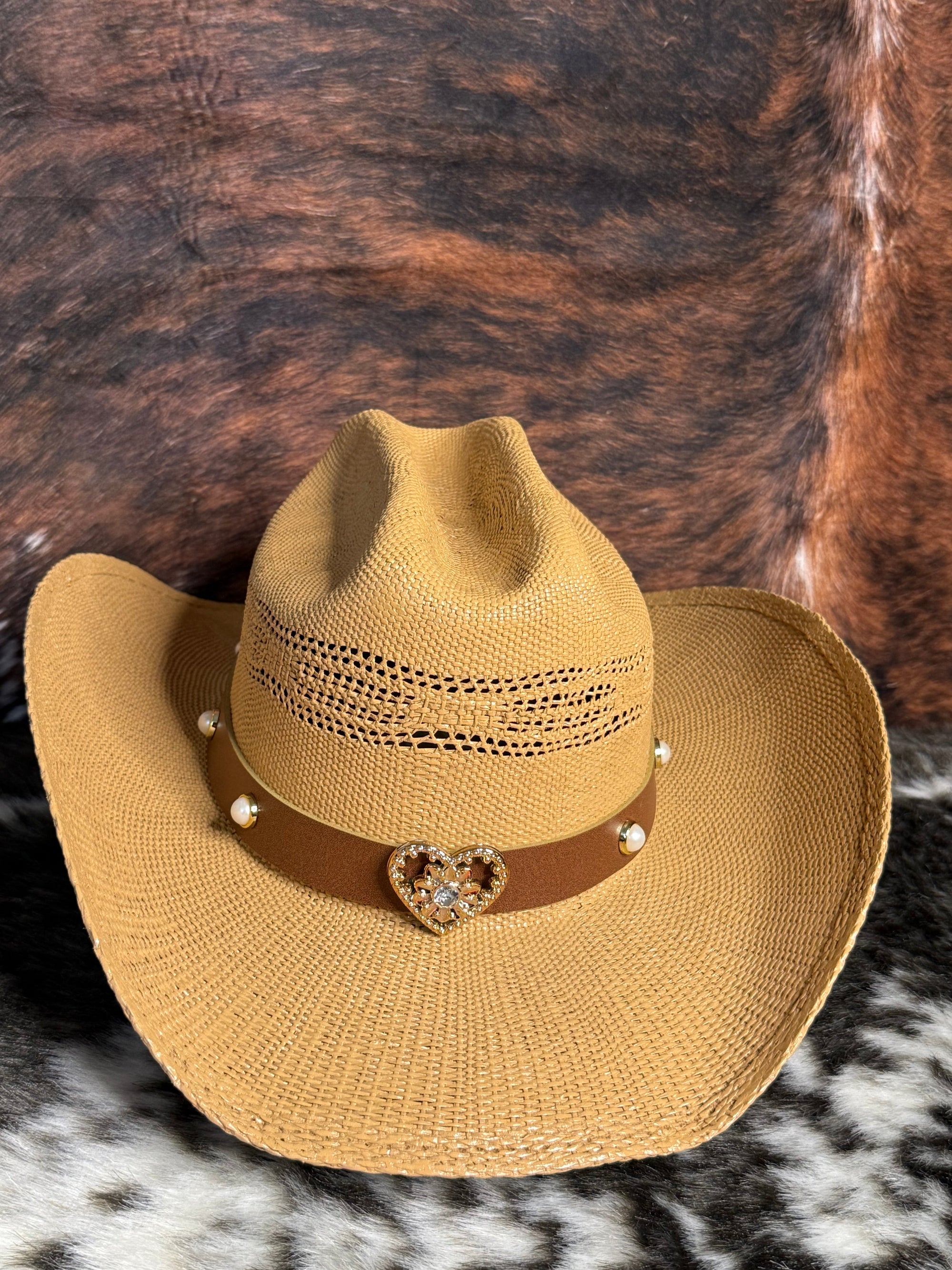 Cowboy Straw Hat - Hand Wash Only, Adjustable Straps, 56-58cm Size, 7cm Brim, 12cm Height, Unisex, Natural Grass Material-0