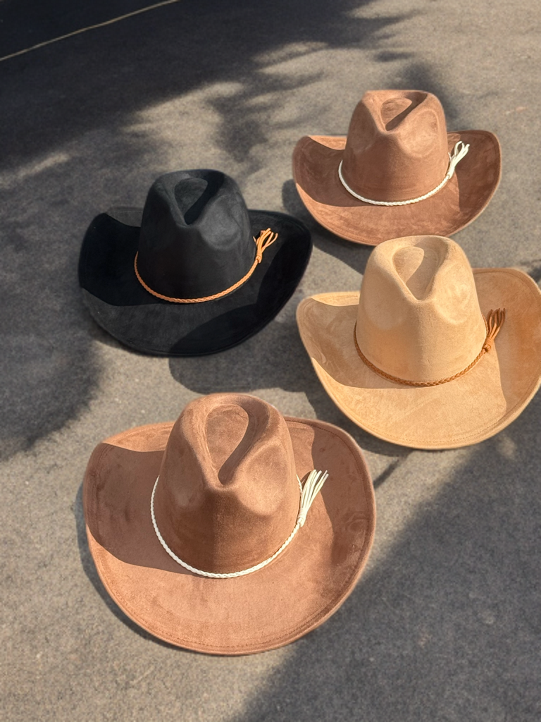 Premium Suede Cowboy Hat XL - Adjustable Fedora Style Rodeo Hat for Men & Women 60-61cm Size with 10cm Brim & 12cm Height-1