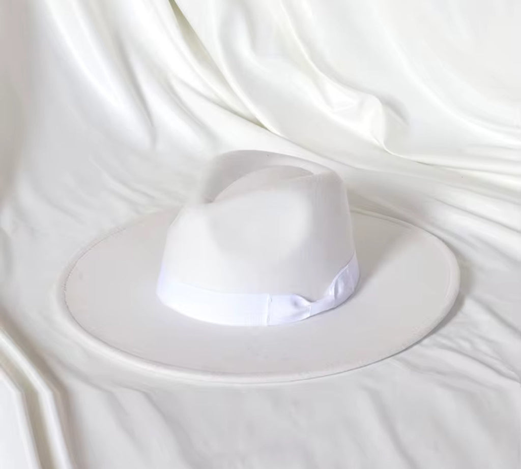 Luxury  Bow Tie Fedora Hat-White-1