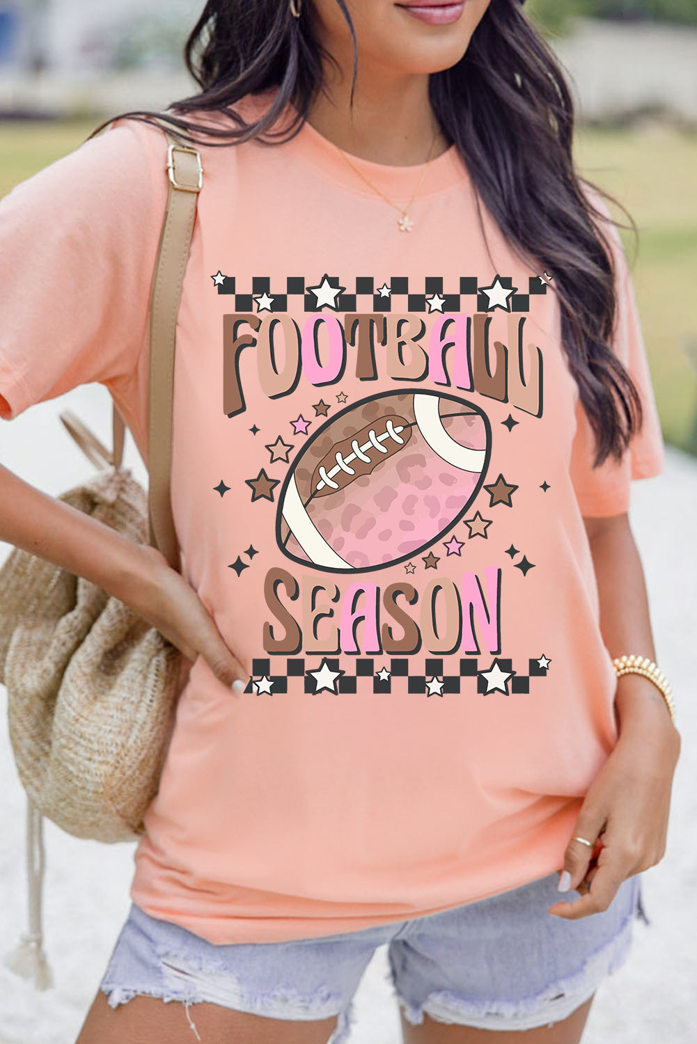 Pink FOOTBALL SEASON Graphic Game Day T Shirt
