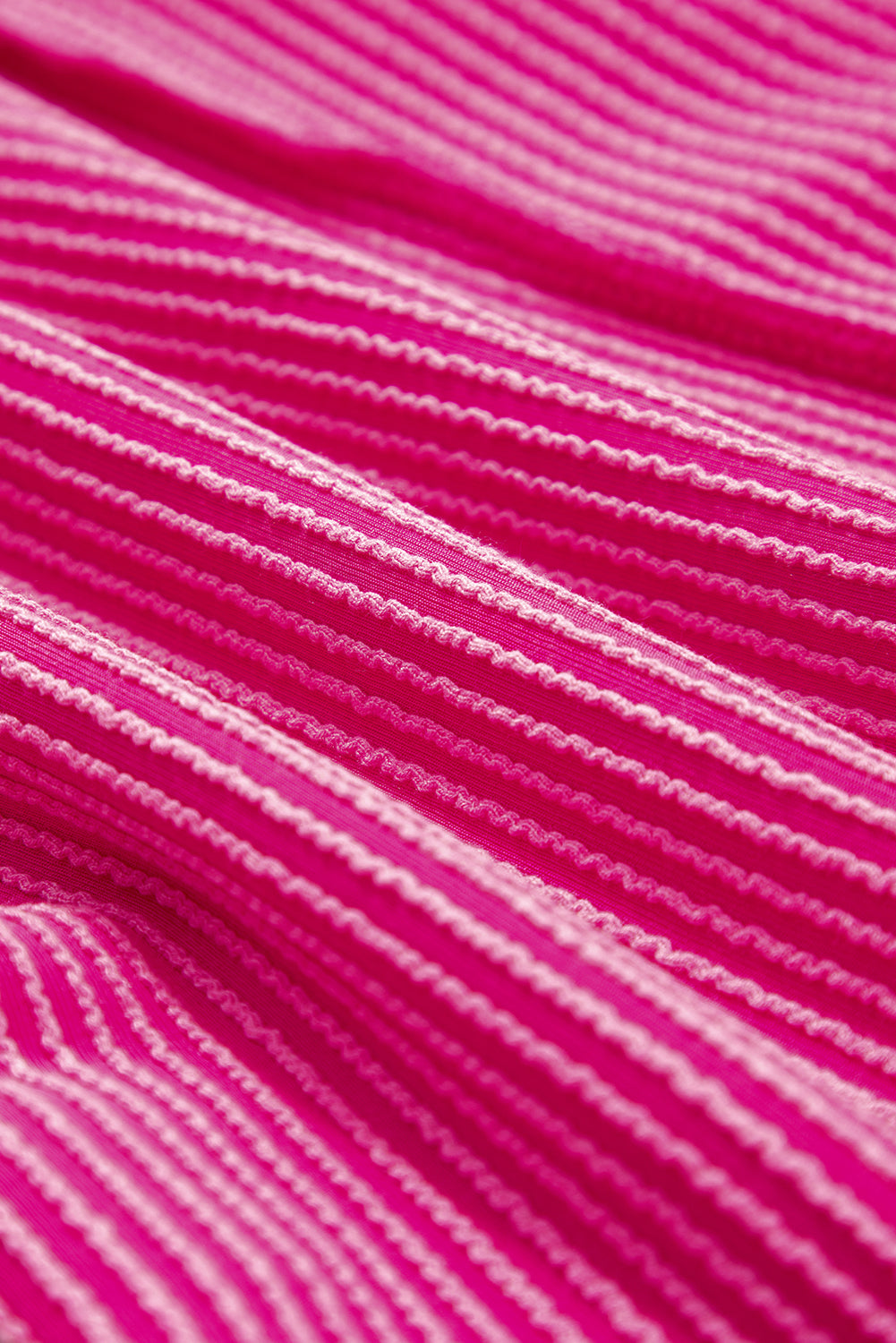 Rose Red Textured Colorblock Round Neck T Shirt