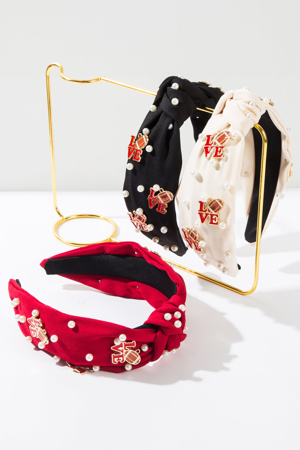 White Game Day Love Pearl Headband