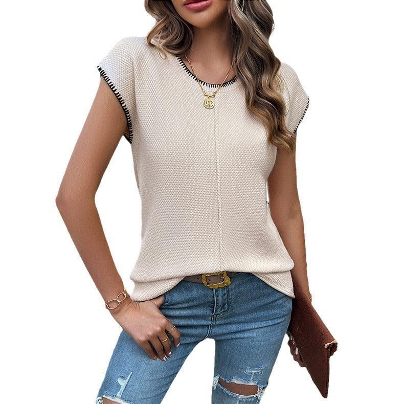 Chic Breeze Short Sleeved Sweater – Lightweight Summer Top for Trendy Women