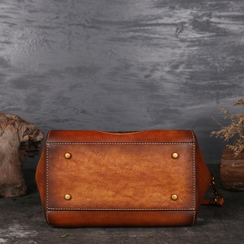 Mandala Embossed Leather Shoulder Bag