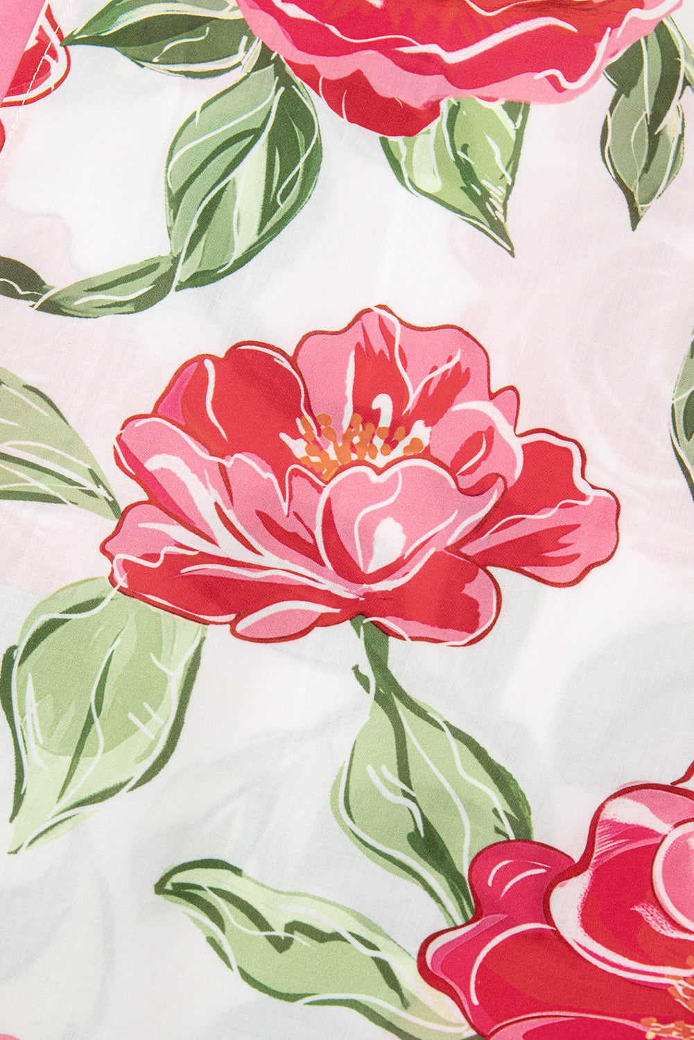 Rose Plus Size Floral Print Frill Neck Short Sleeve Blouse