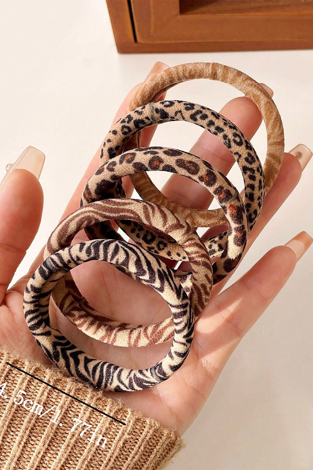 Light French Beige Leopard Print Elastic Hair Tie