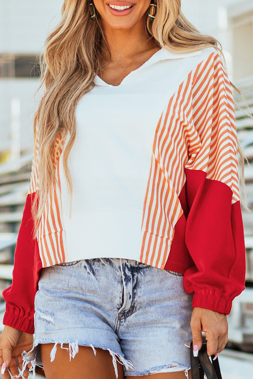 Autumn Striped Oversized Sweatshirt-0