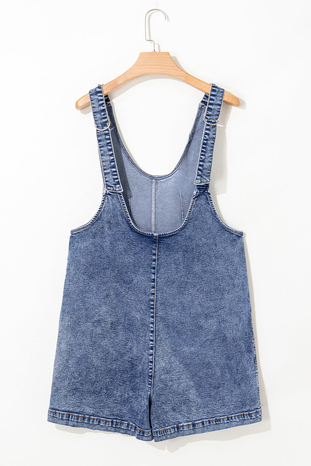 Dusk Blue Sleeveless U Neck Pocket Denim Romper