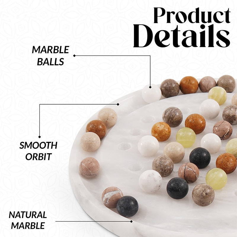 10" Marble Solitaire 2 Player Game - Board Game For Adults