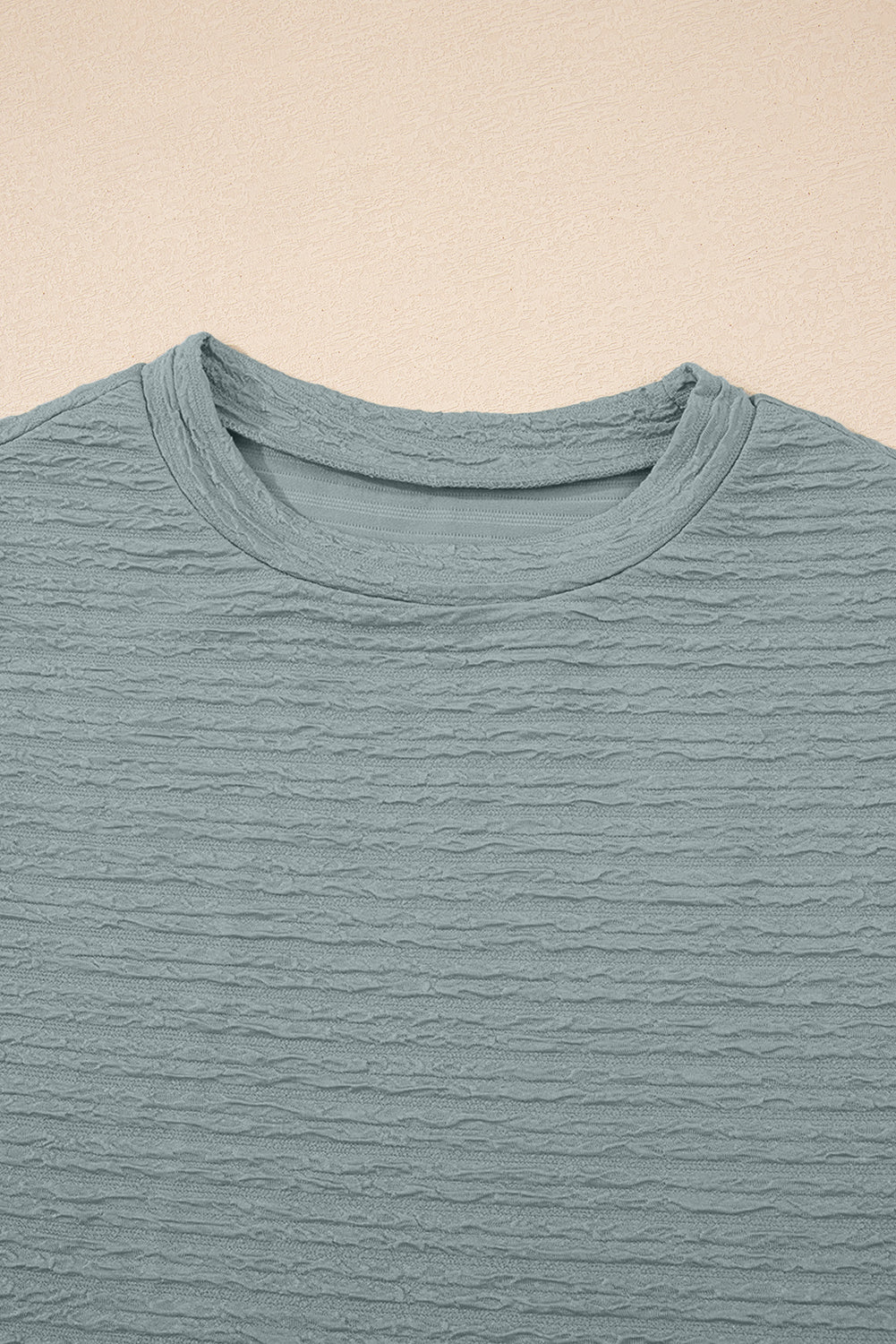 Beau Blue Casual Solid Color Textured Sleeveless Shirt