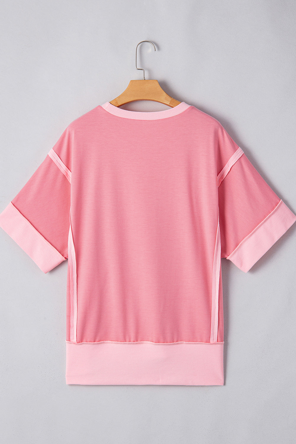 Peach Blossom Color Block Patchwork Plus Size Top