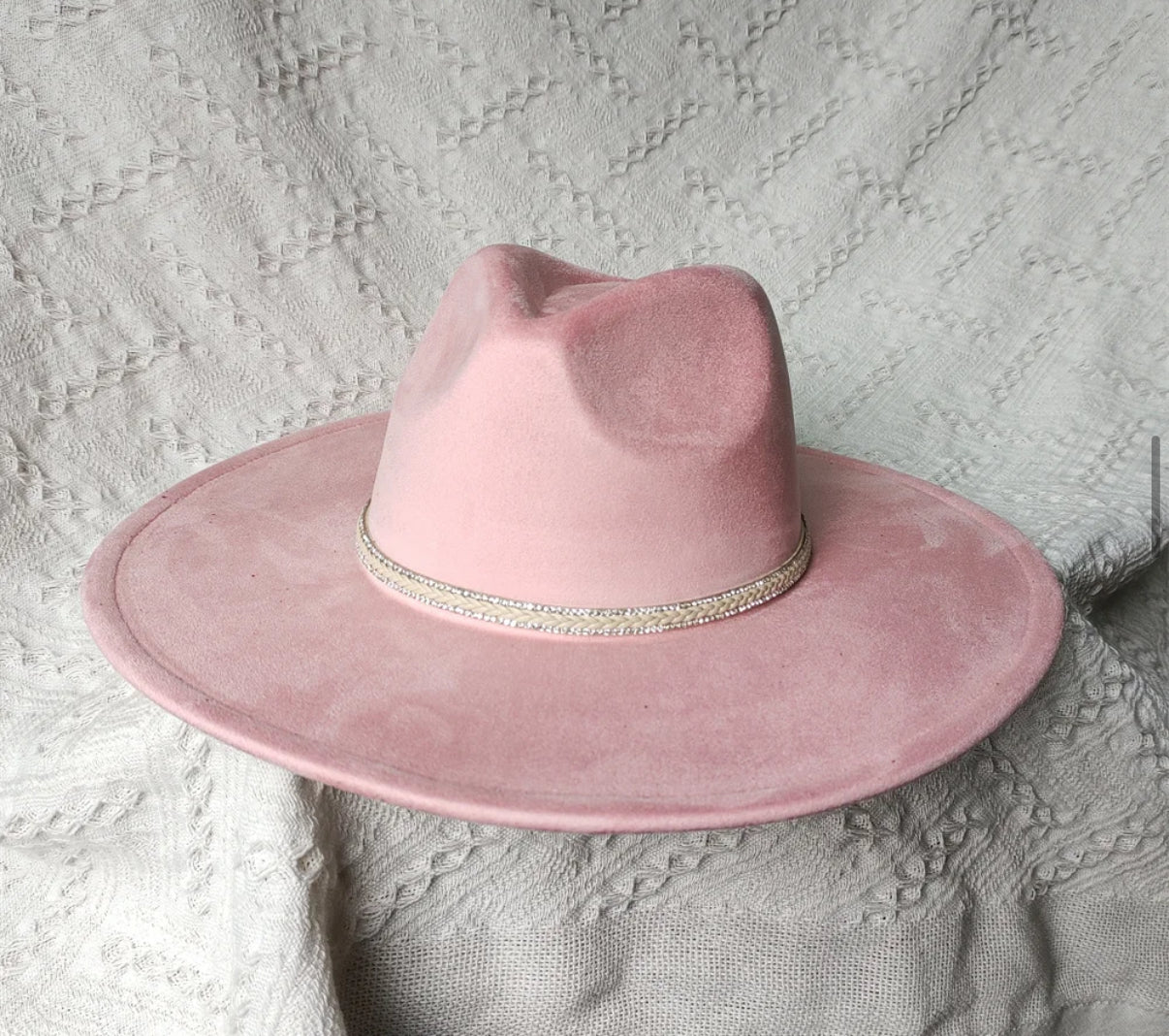 Dazzleme Suede Wide Brim Fedora Hat - Vegan Suede Material, Adjustable Straps, 10cm Brim, 12cm Height, Unisex Fashion Accessory-0