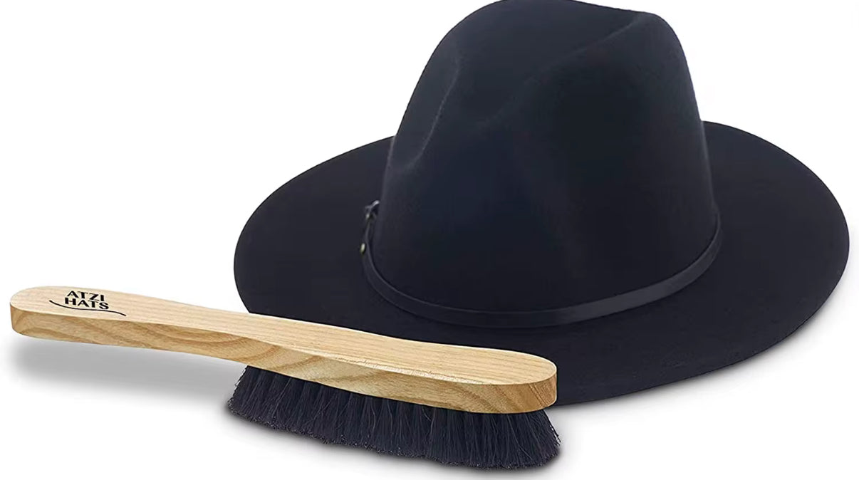 Hat Brush - Horsehair Felt Hat Brush Clean Western Cowboy Hat, Fedora Hat & Baseball Cap, Bristle Garment Brush Remove Cat Hair Dust for Suits, Suede, Cashmere, Clothes &-0
