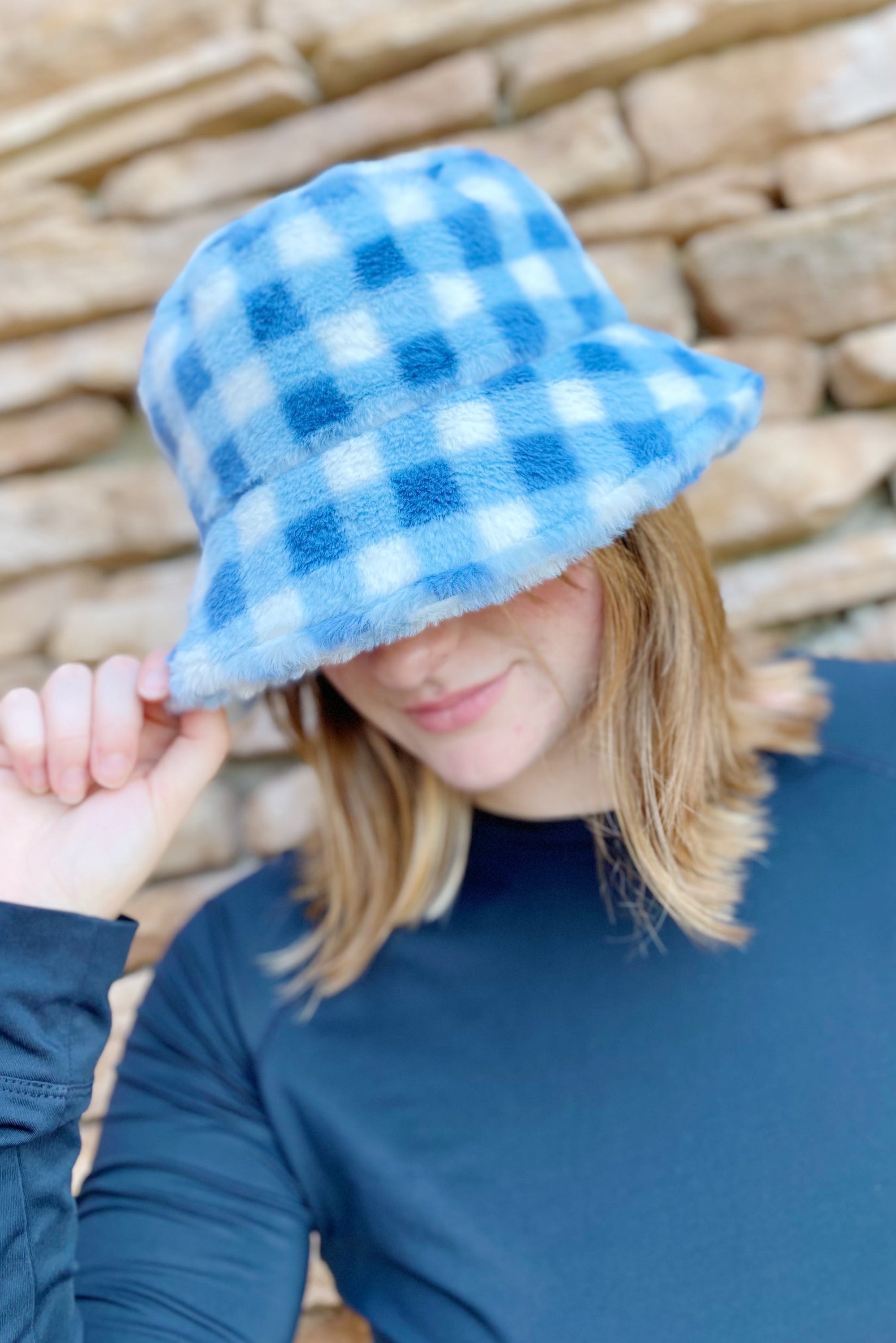 Super Cozy Checkered Bucket Hat-1