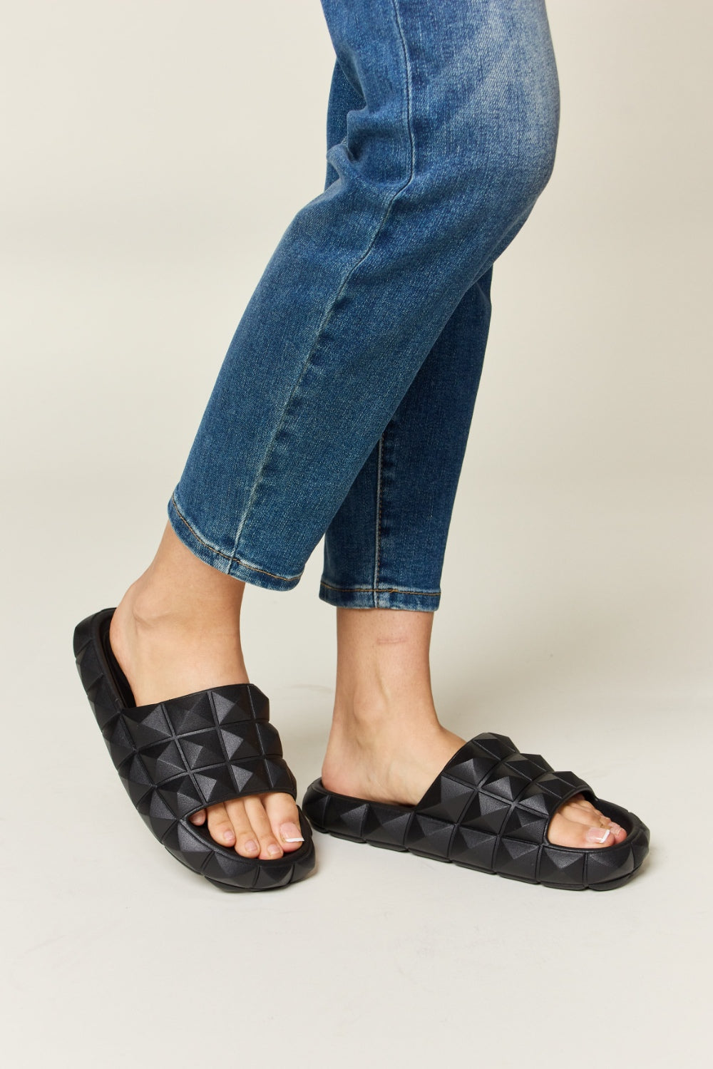 WILD DIVA Pyramid Stud Toe Band Footbed Sandals-0