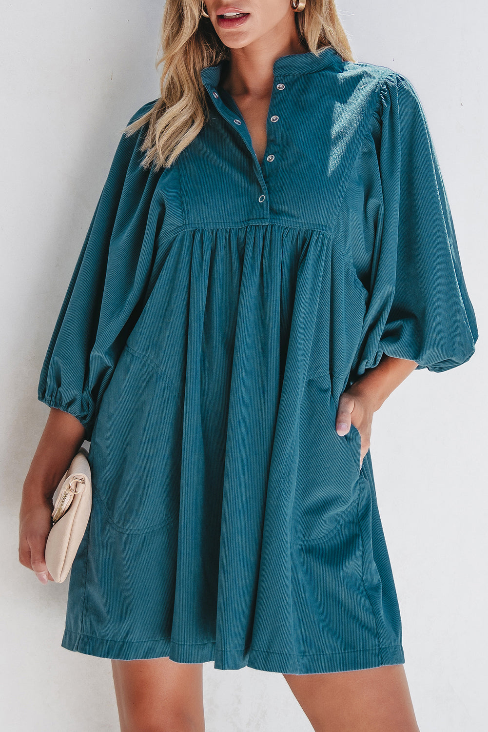 Charlie Corduroy Button Dress-0