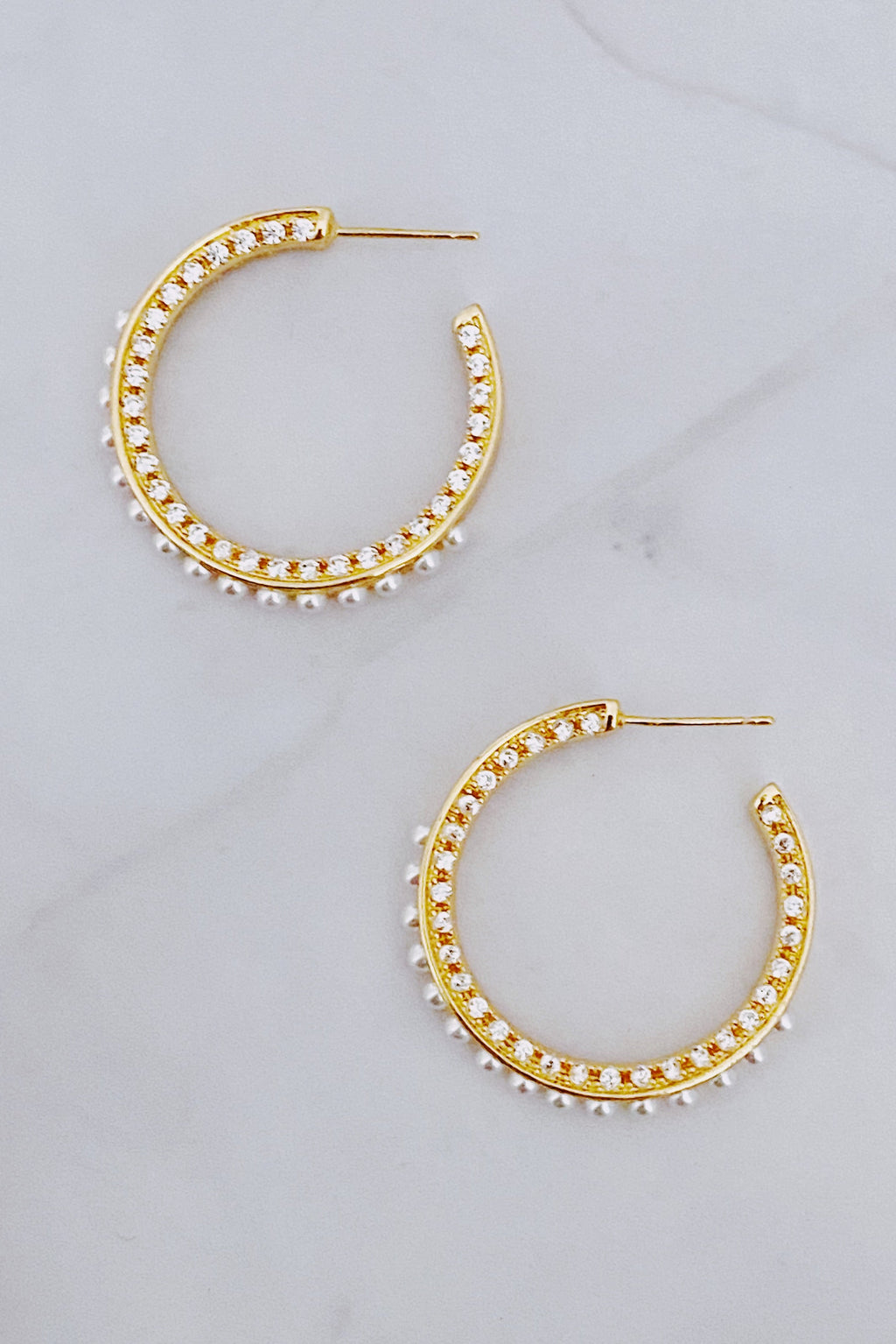 Classy Lady Pearl Hoop Earrings-2