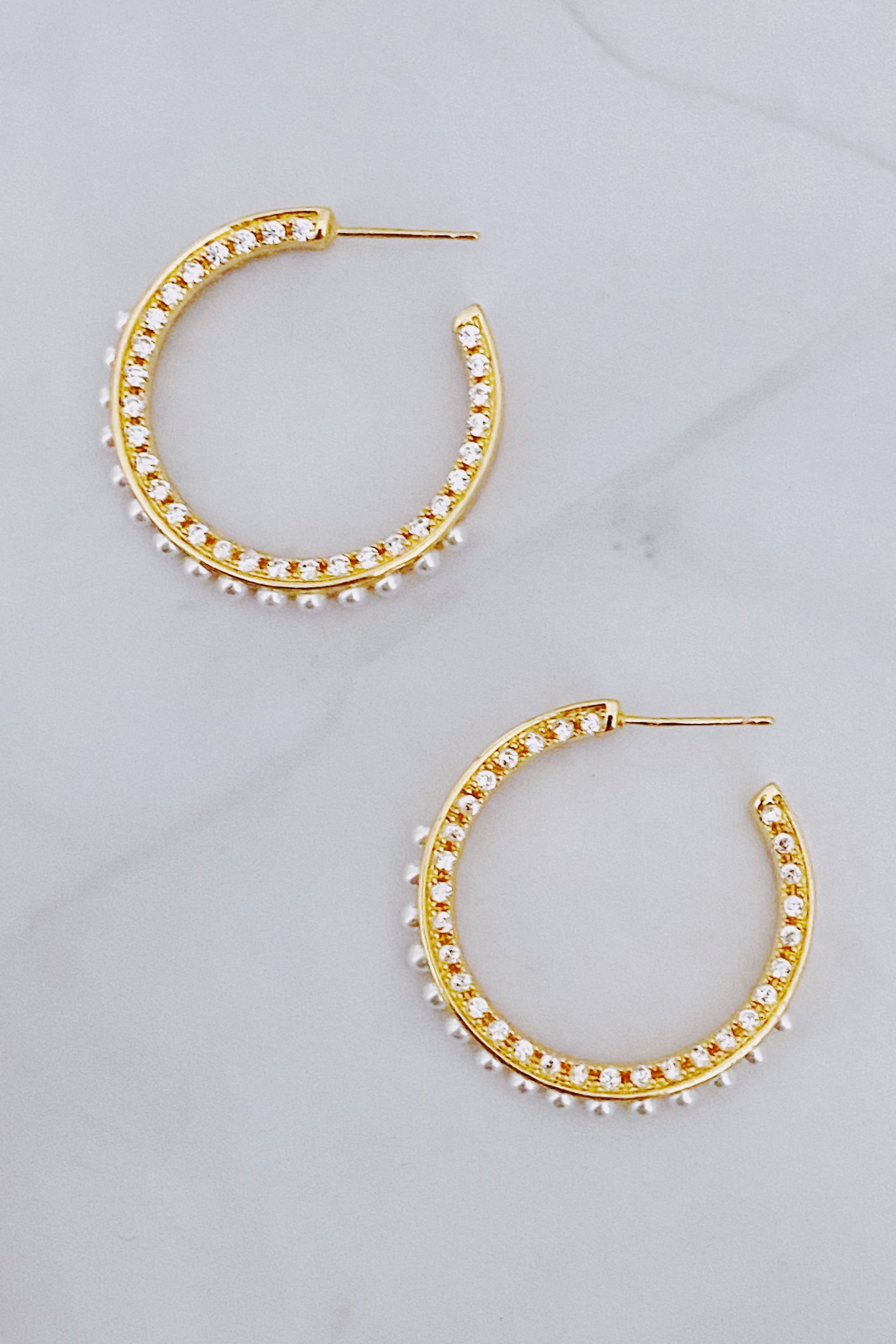 Classy Lady Pearl Hoop Earrings-2