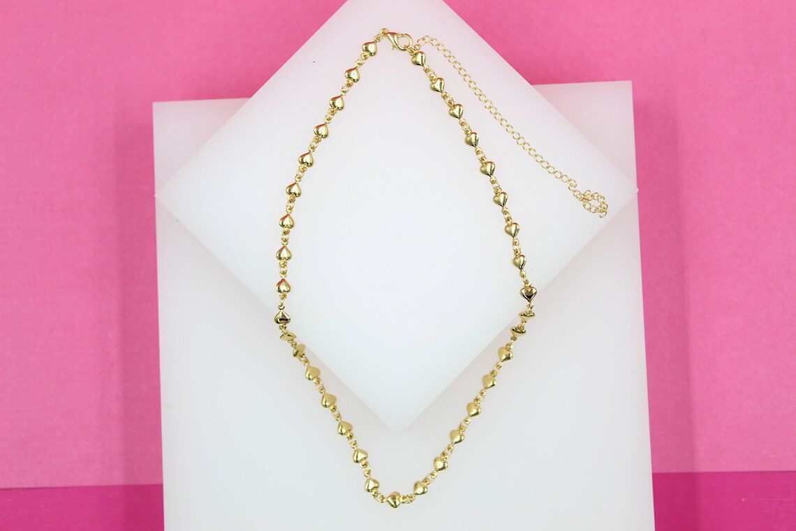 18K Gold Filled Heart Charm Necklace-0