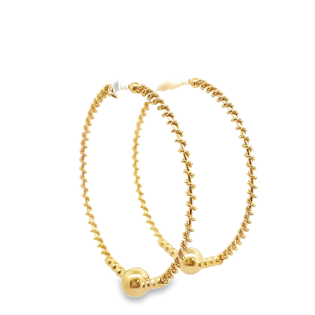Wire Twisted Beads Hoop Earrings (K85)-0
