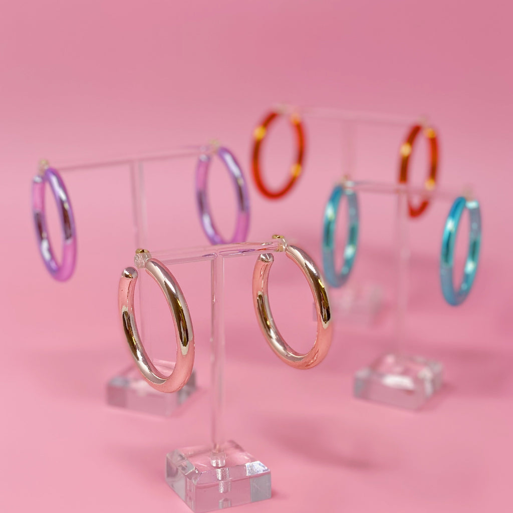 Colored Tube Hoop Earrings-0