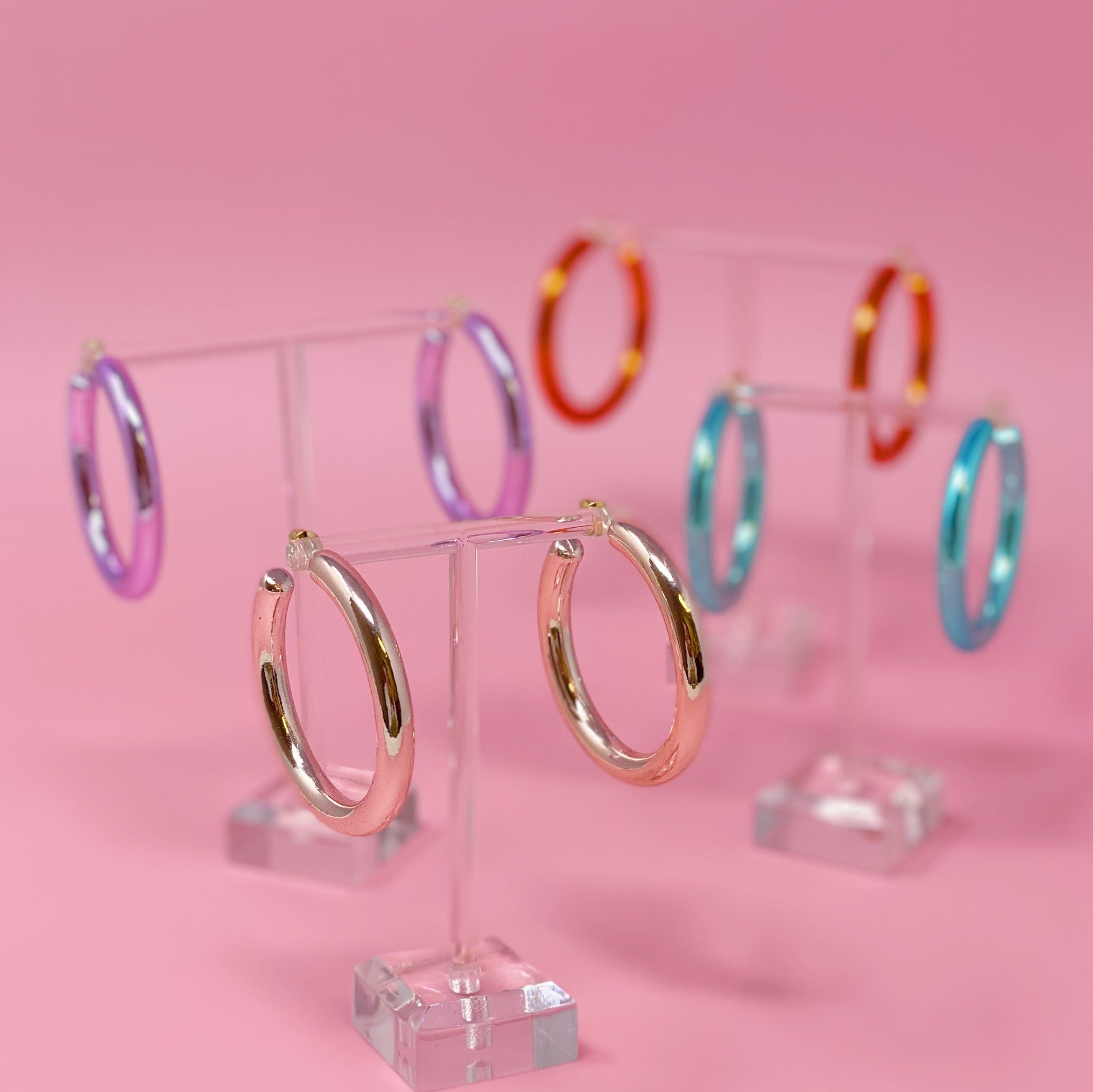 Colored Tube Hoop Earrings-0
