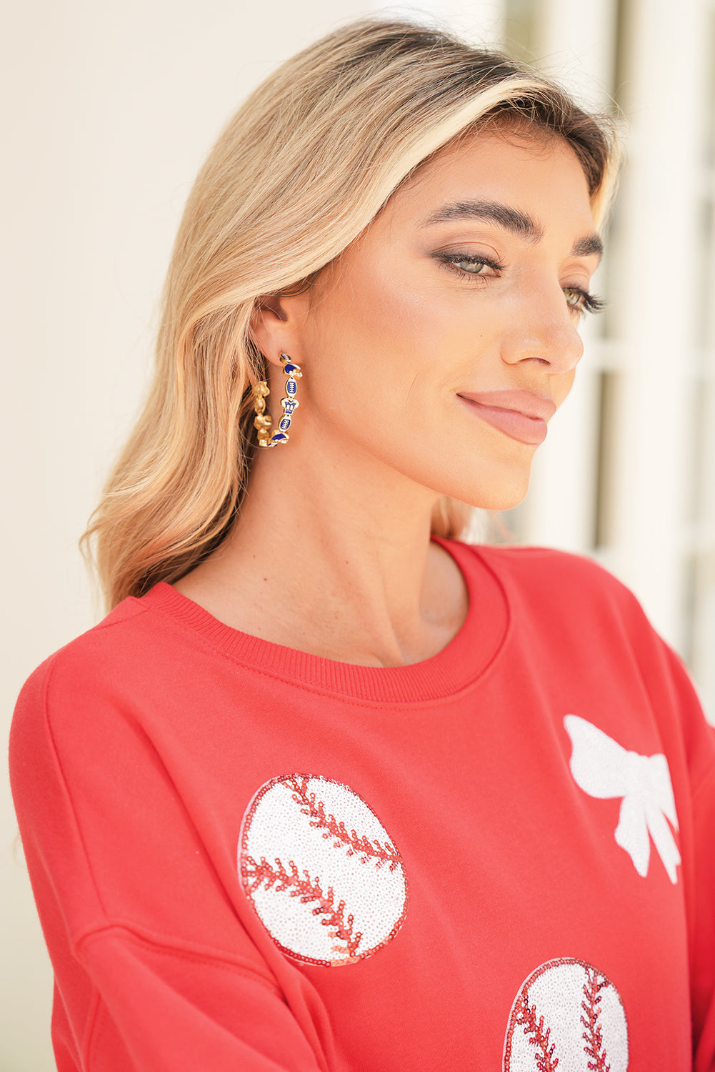 Dark Blue Game Day Hoop Earrings