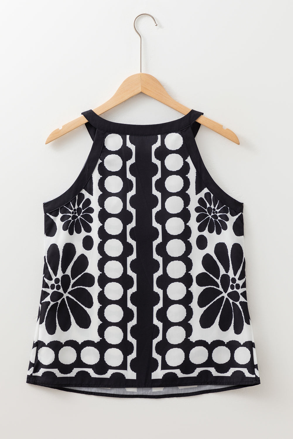 Black Geometric Print Sleeveless Top