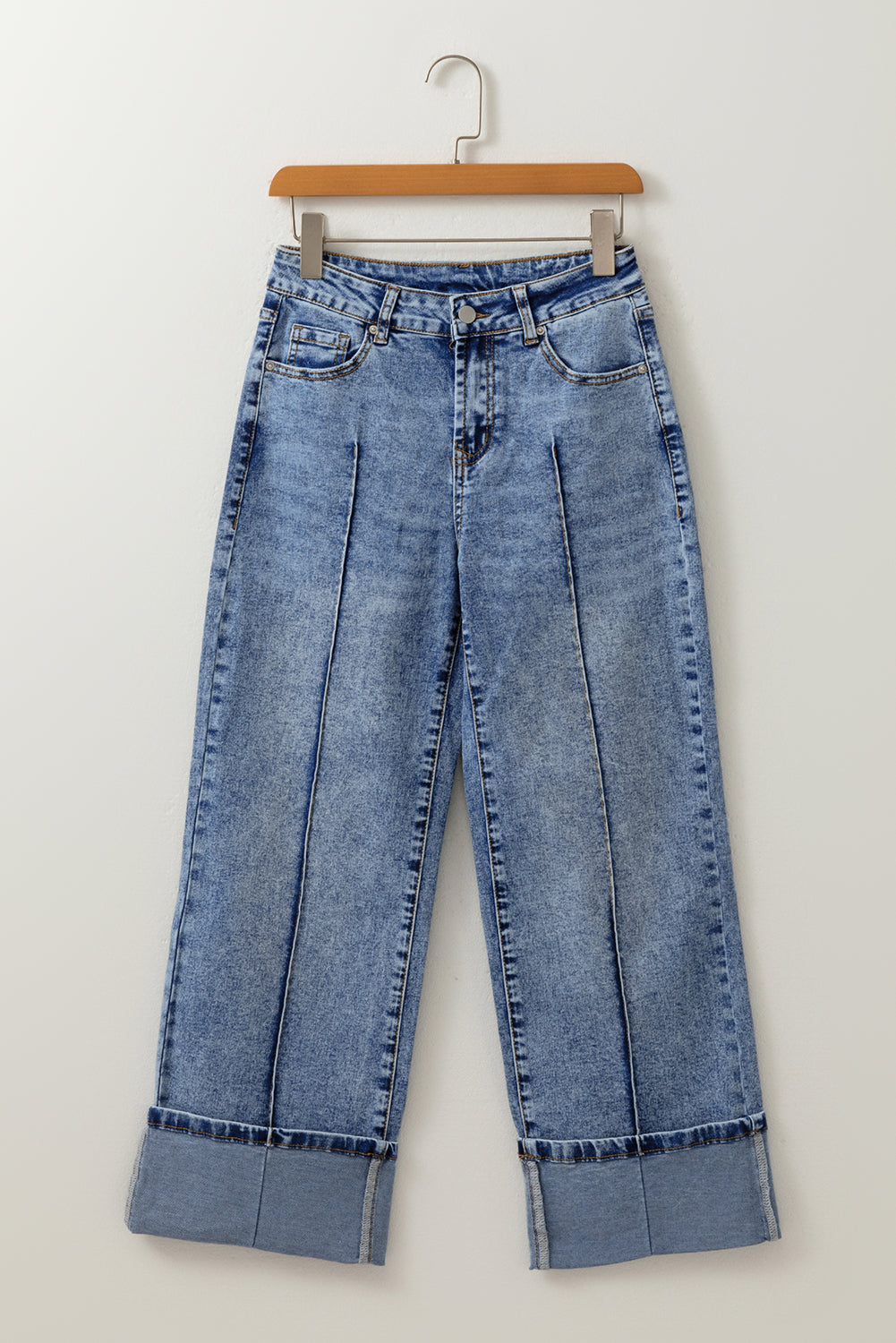 Myosotis Center Seam Straight High Waist Jeans