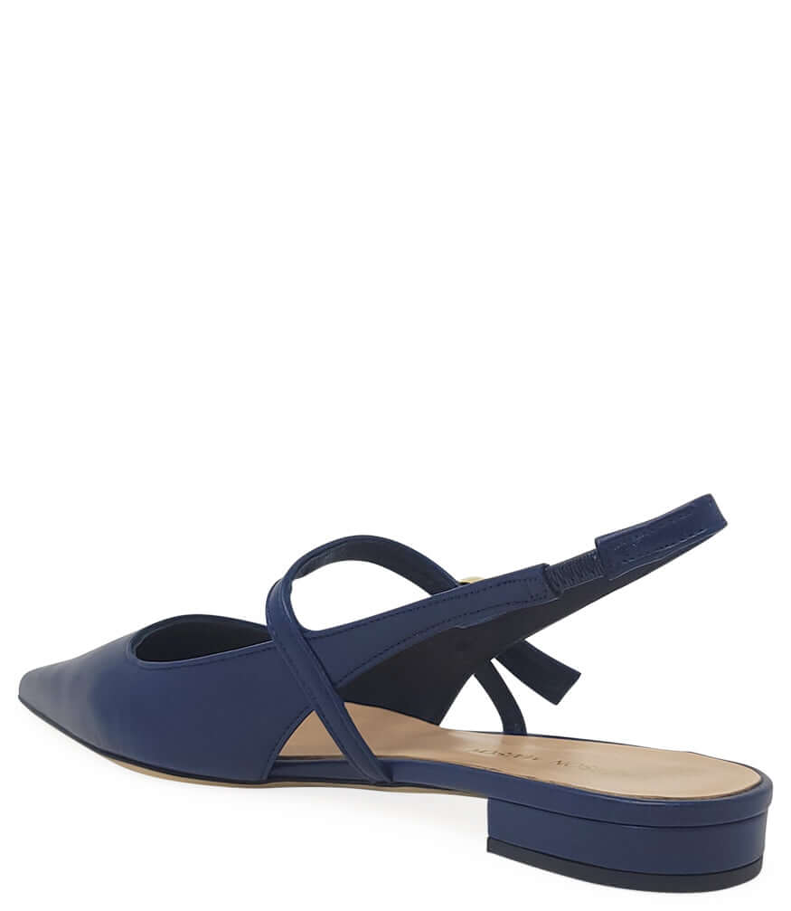 Denim Leather Slingback Flat