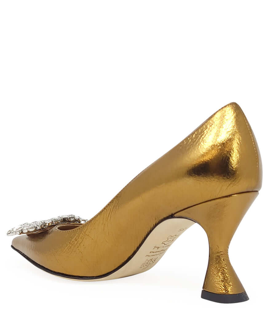Bronze Leather Kitten Heel Pump