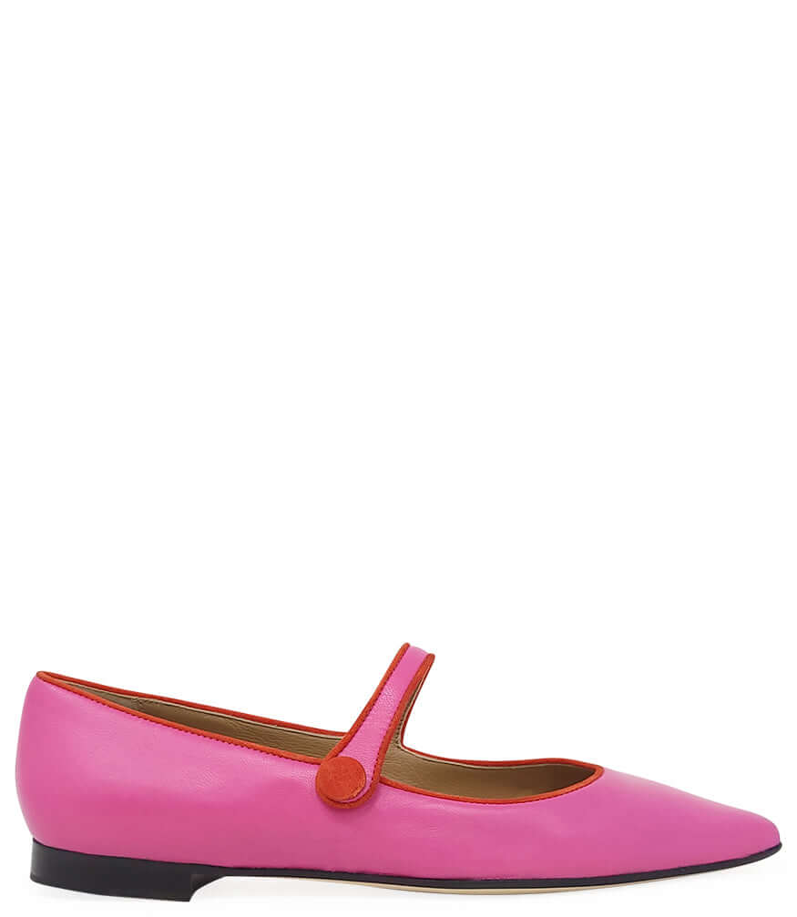 Pink Leather Flat Pointy Ballet