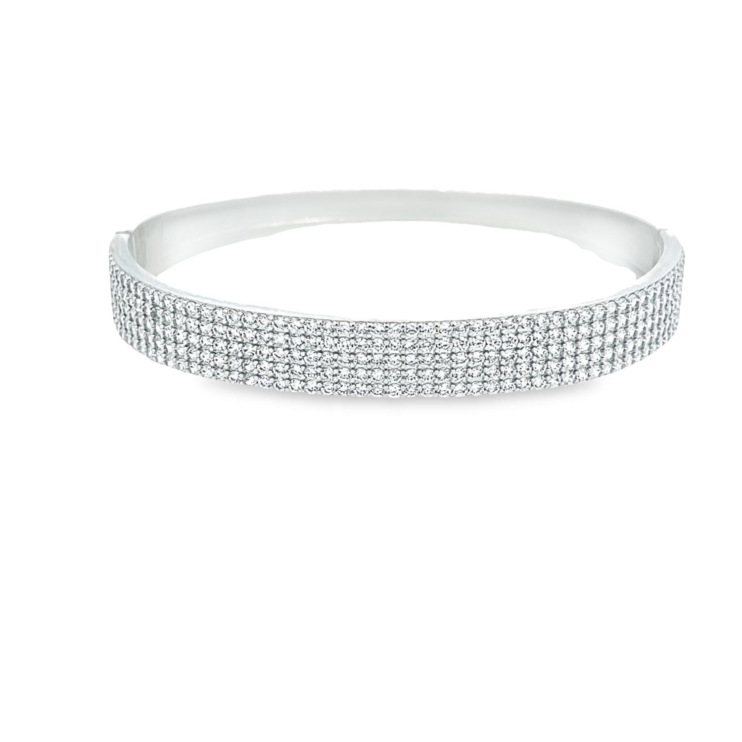 8mm Thick Half Layered CZ Bangle Bracelet (B84)-2