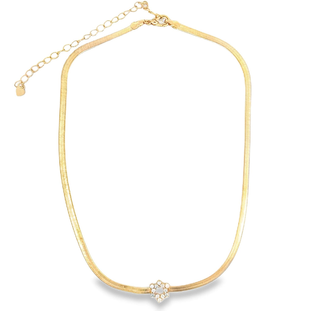 3mm Herringbone CZ Star Charm Necklace (H15)-0